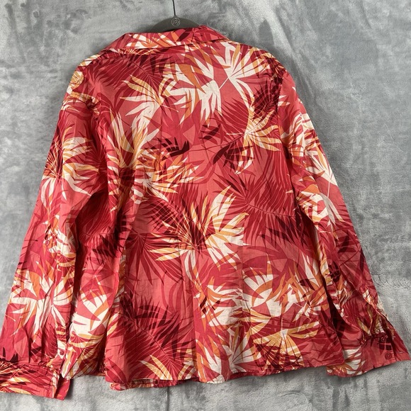 Caribbean  Joe Women  Shirt Womens 2X Tropical Floral Hawaiian 100% Cotton - Picture 9 of 11